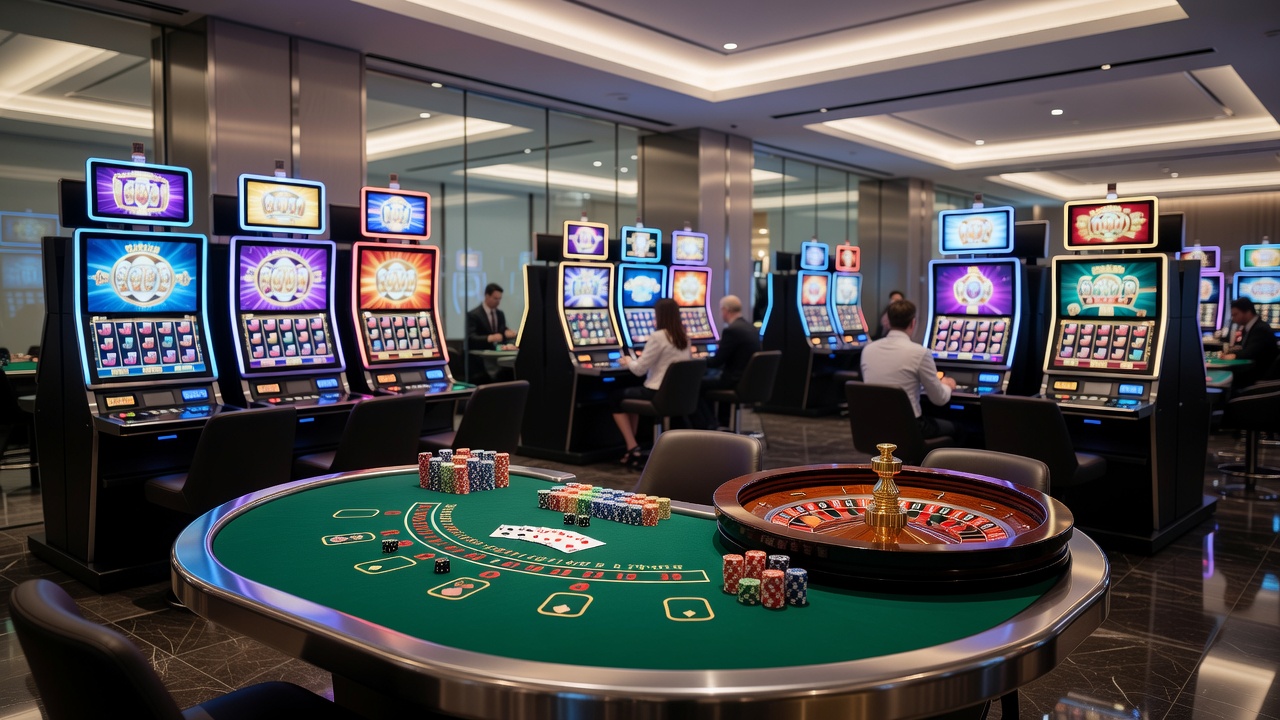 Live dealer casino setup with multiple camera angles capturing blackjack and roulette action