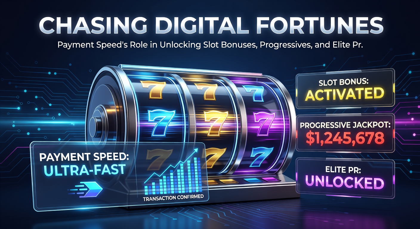 Digital slot machine jackpot with lightning-fast payment icons overlayed, symbolizing quick transactions unlocking bonuses and progressives