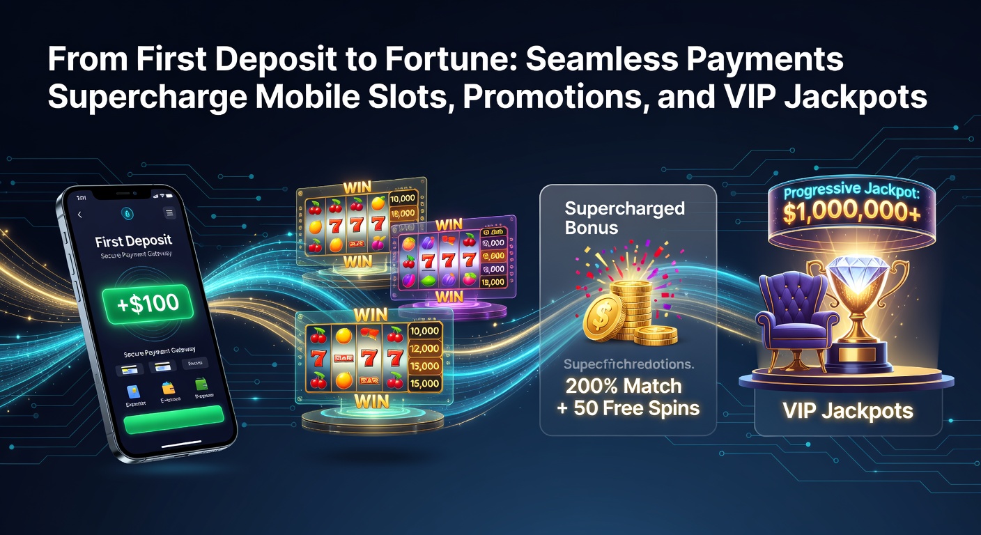Dynamic graphic of a VIP player ascending a jackpot ladder fueled by seamless mobile payments and cascading bonuses