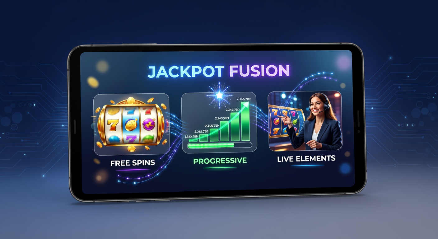 Dynamic close-up of a mobile slot fusion interface with free spin cascade, rising progressive bar, and live chat bubble announcing a win