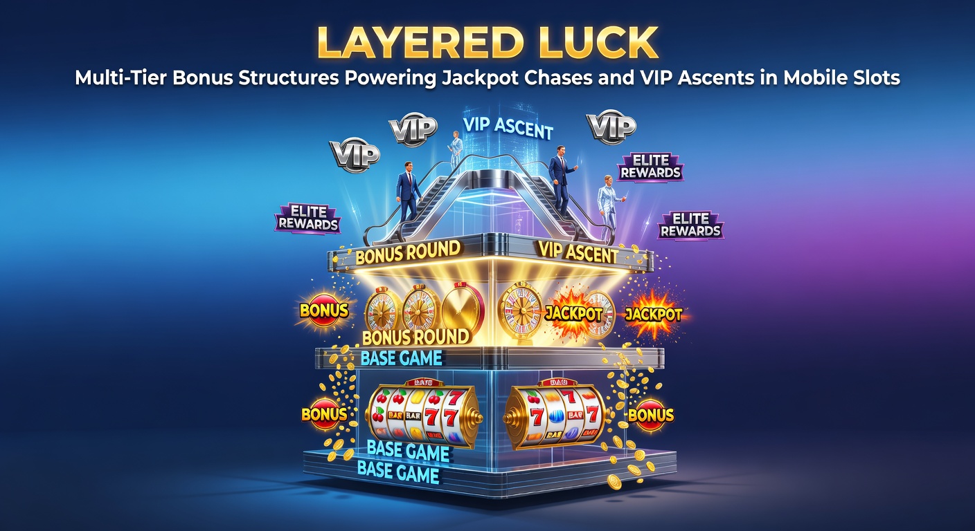 Vibrant mobile slot screen displaying multi-tier bonus ladder with glowing jackpots and VIP levels ascending