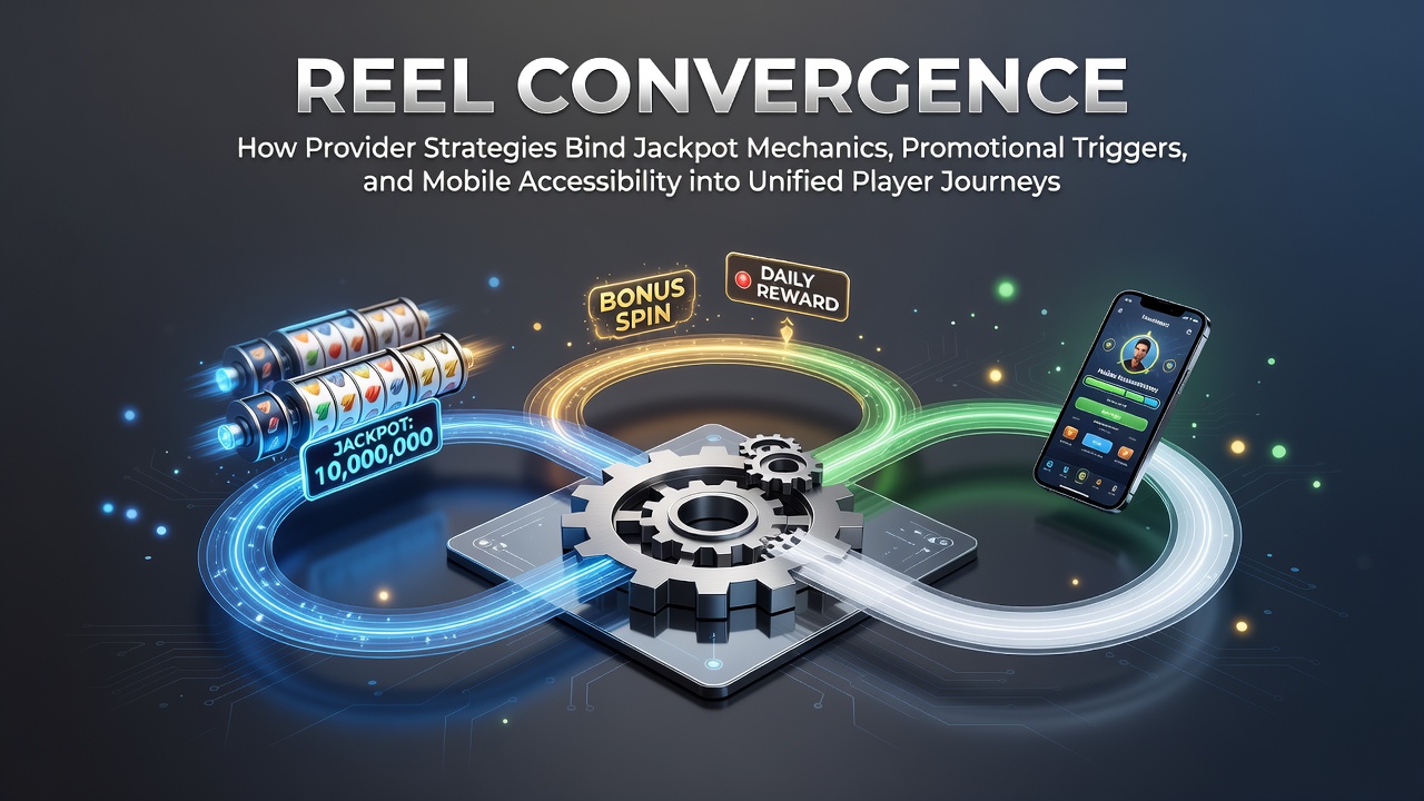 Mobile slot interface showing interconnected jackpot meters, bonus triggers, and seamless navigation elements