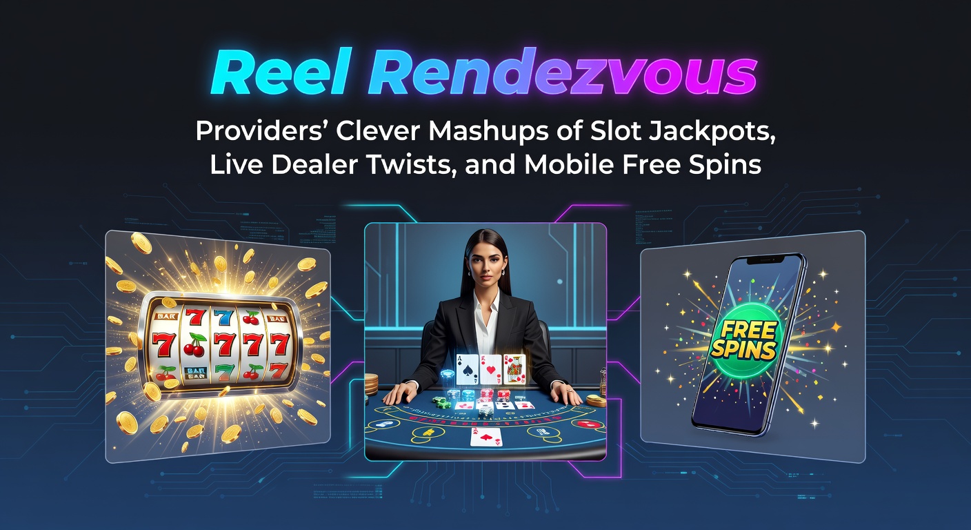 Vibrant slot reels blending with live dealer tables and mobile screens, showcasing jackpot explosions and free spin triggers