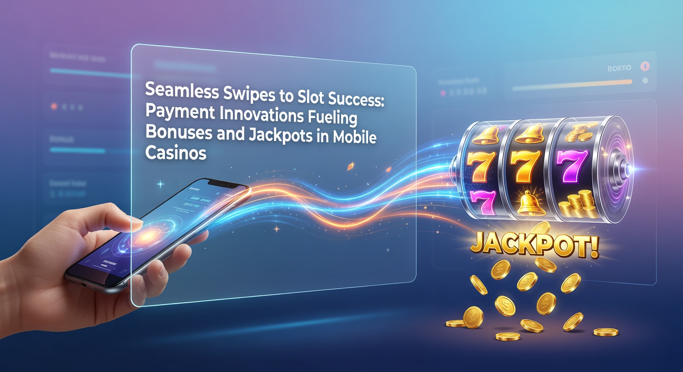 Mobile phone screen displaying a vibrant slot machine jackpot win with seamless payment icons like Apple Pay and crypto wallets overlayed, symbolizing instant transactions fueling big rewards