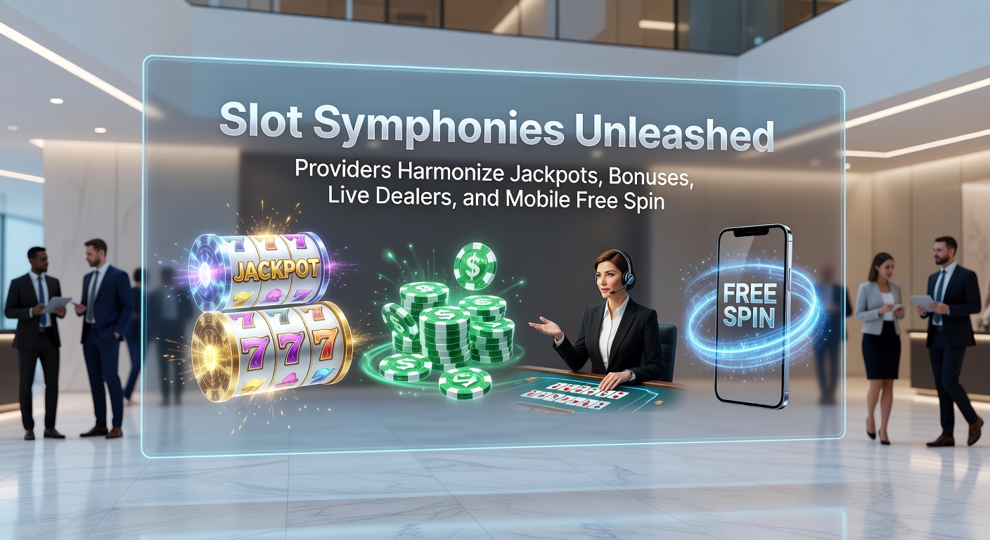 Live dealer at a high-tech table interacting with digital slot elements, jackpots flashing, bonuses activating on multiple screens